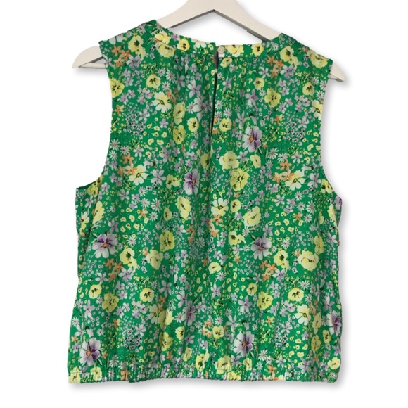 Loft Green Floral Sleeveless Bubble Hem Top Large - Picture 2 of 12